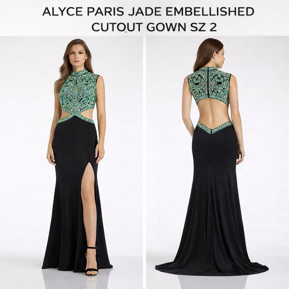 Alyce Paris Jade Embellished Maxi Dress Size 2